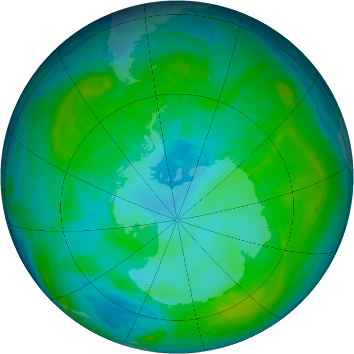Antarctic ozone map for 14 January 2003